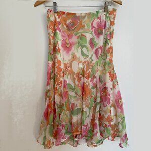 Ralph Lauren Womens Chiffon Floral Print Flare Summer Skirt, size M